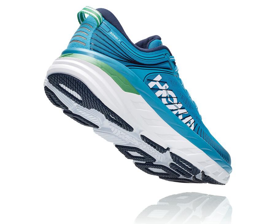 Hoka One One Bondi 7 Löparskor Herr - Blå/Vita - UXBSE-5148